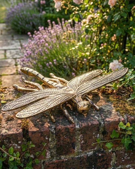 Brushed Gold "Prehistoric" Dragonfly Garden Sculpture Digital Illustration Brushed Gold "Prehistoric" Dragonfly Garden Sculpture Digital Illustration