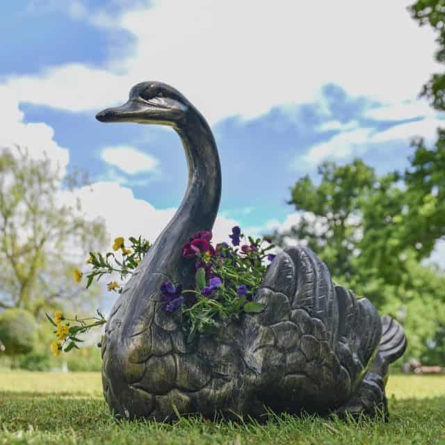 Brushed Gold Swan Flower Planter - Thumbnail Brushed Gold Swan Flower Planter - Thumbnail