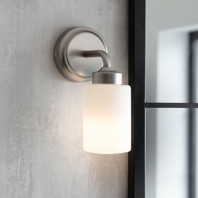 Contemporary Bathroom Wall Light in a Brushed Nickel Contemporary Bathroom Wall Light in a Brushed Nickel