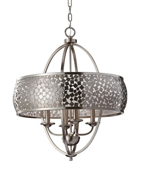 "Hollenwick Grove" Brushed Steel Chandelier With Mosaic Pattern "Hollenwick Grove" Brushed Steel Chandelier With Mosaic Pattern