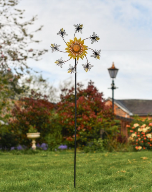 Bumble Bee and Sunflower Garden Spinner Spike