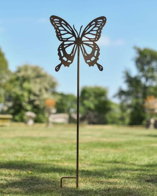 Rustic Steel Butterfly Garden Lawn Spike Rustic Steel Butterfly Garden Lawn Spike