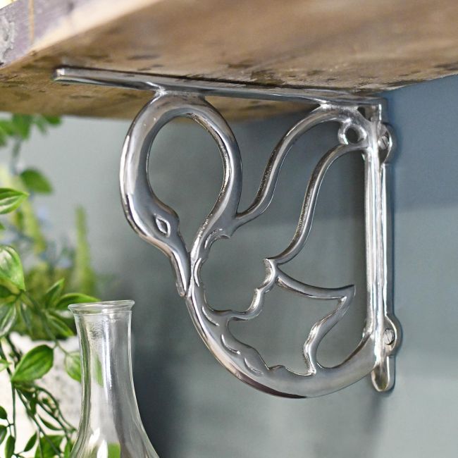 Bright Chrome novelty swan design shelf bracket Bright Chrome novelty swan design shelf bracket