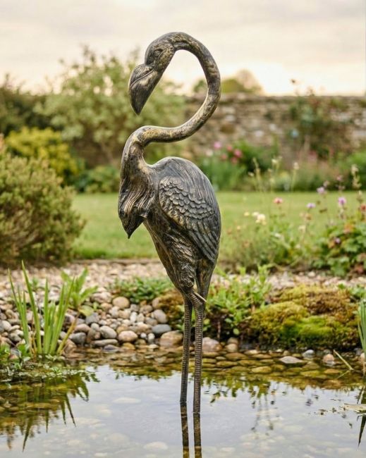 Cast Aluminium "Greater" Freestanding Flamingo Garden Sculpture