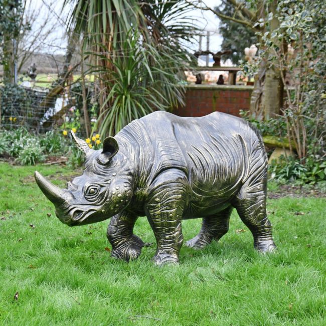 Cast Aluminium "Colossus" African Baby Rhino Garden Sculpture in Brushed Bronze Cast Aluminium "Colossus" African Baby Rhino Garden Sculpture in Brushed Bronze