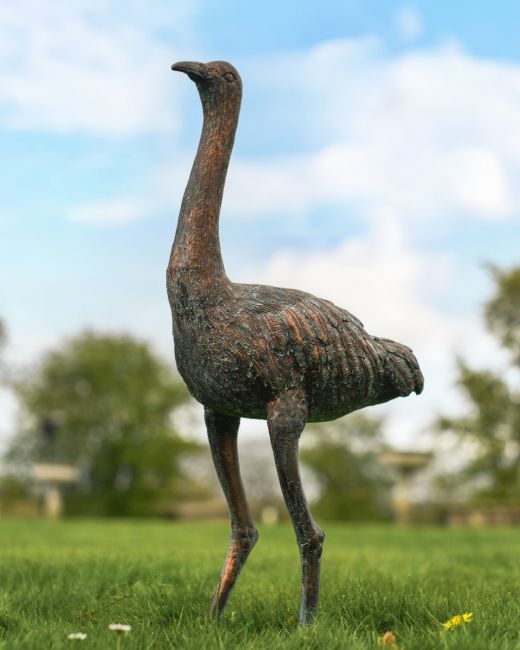 Cast Aluminium "Mason" Emu Garden Sculpture in Verdigris