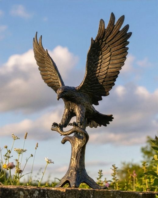 Cast Aluminium Perched Eagle Garden Statue Digital Illustration Cast Aluminium Perched Eagle Garden Statue Digital Illustration