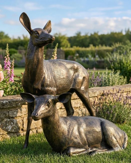 Cast Aluminium Sitting & Standing Doe Set - Looking Left digital illustration Cast Aluminium Sitting & Standing Doe Set - Looking Left digital illustration