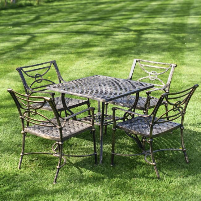 Cast Aluminium "Summer Sunshine" Four Seater Table & Chair Set