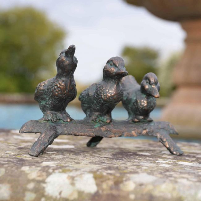 Cast Iron "Dynamic" Duck Family Trio Garden Sculpture
