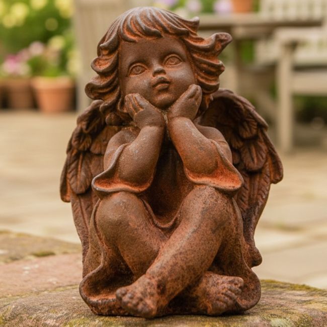 Rustic Cast Iron Doe & Calf SculptureRustic Cast Iron Doe & Calf Sculpture