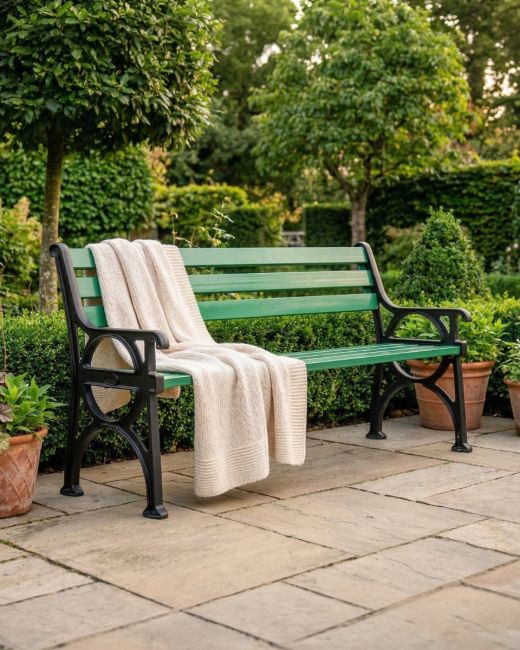 Cast Iron "Forest" Green Park Bench ai illustration Cast Iron "Forest" Green Park Bench ai illustration