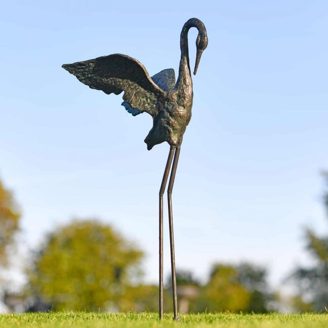 Cast Iron Freestanding "Head Down" Flamingo Garden Sculpture Cast Iron Freestanding "Head Down" Flamingo Garden Sculpture