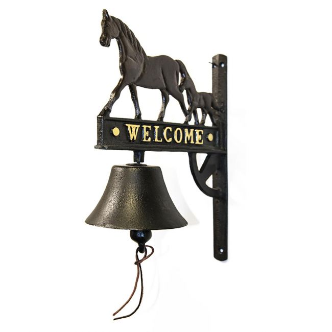 Cast Iron Horse & Foal Garden Bell Finished in Black Cast Iron Horse & Foal Garden Bell Finished in Black