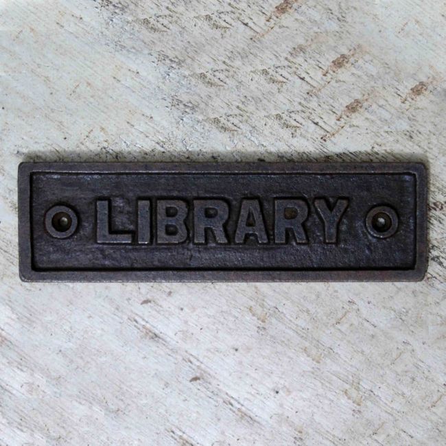 Cast Iron "Library" Sign Cast Iron "Library" Sign