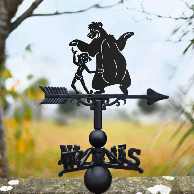 Cast Iron & Steel "Bear Necessities" Cartoon Weathervane Cast Iron & Steel "Bear Necessities" Cartoon Weathervane