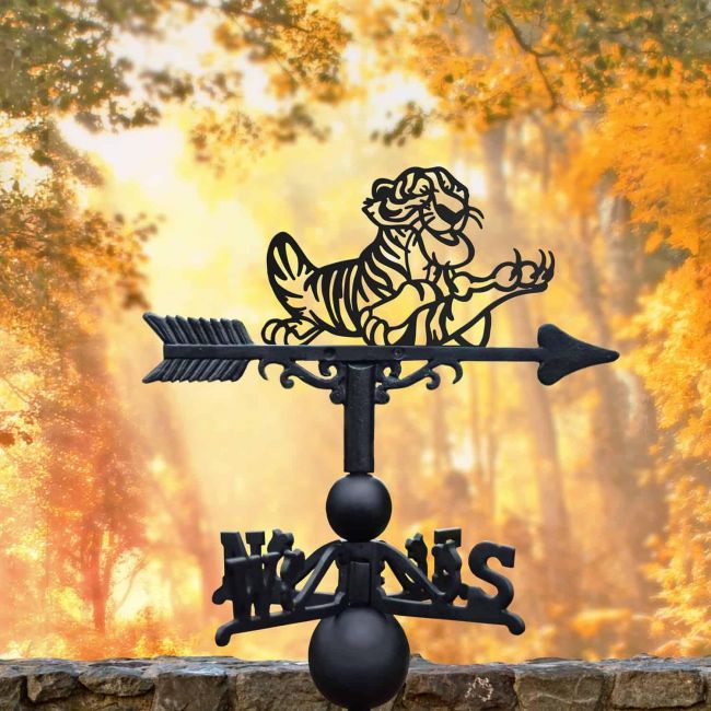 Cast Iron & Steel Cartoon Laying Tiger Weathervane Cast Iron & Steel Cartoon Laying Tiger Weathervane