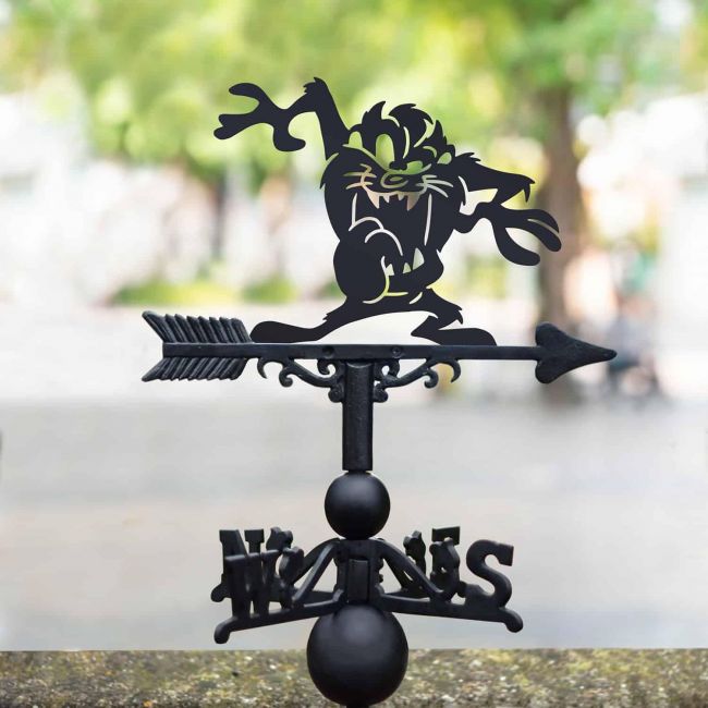 Cast Iron & Steel Cartoon Tasmanian Devil Weathervane Cast Iron & Steel Cartoon Tasmanian Devil Weathervane