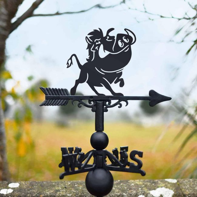 Cast Iron & Steel Cartoon Warthog Weathervane Cast Iron & Steel Cartoon Warthog Weathervane