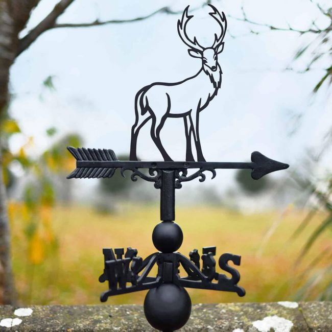 Cast Iron & Steel Contemporary Stag Weathervane Cast Iron & Steel Contemporary Stag Weathervane