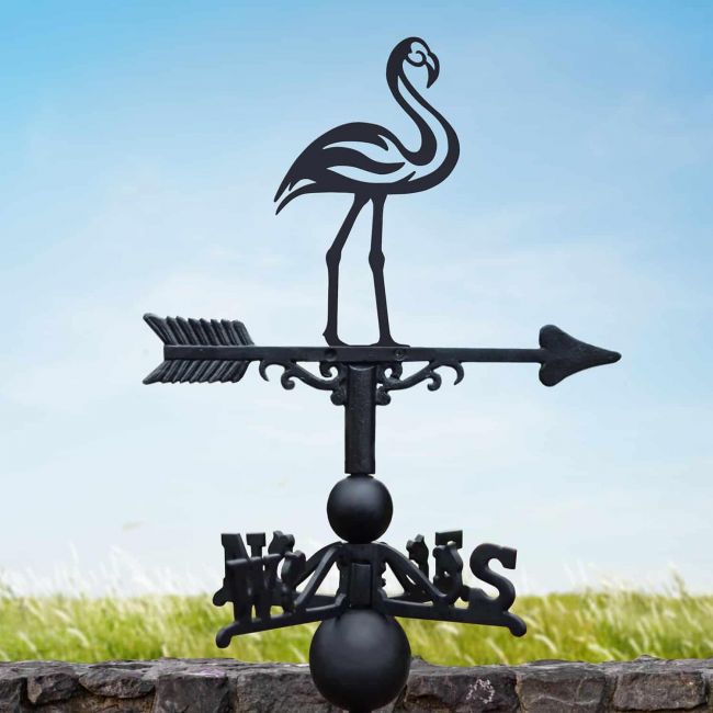 Cast Iron & Steel Contemporary Flamingo Weathervane Cast Iron & Steel Contemporary Flamingo Weathervane