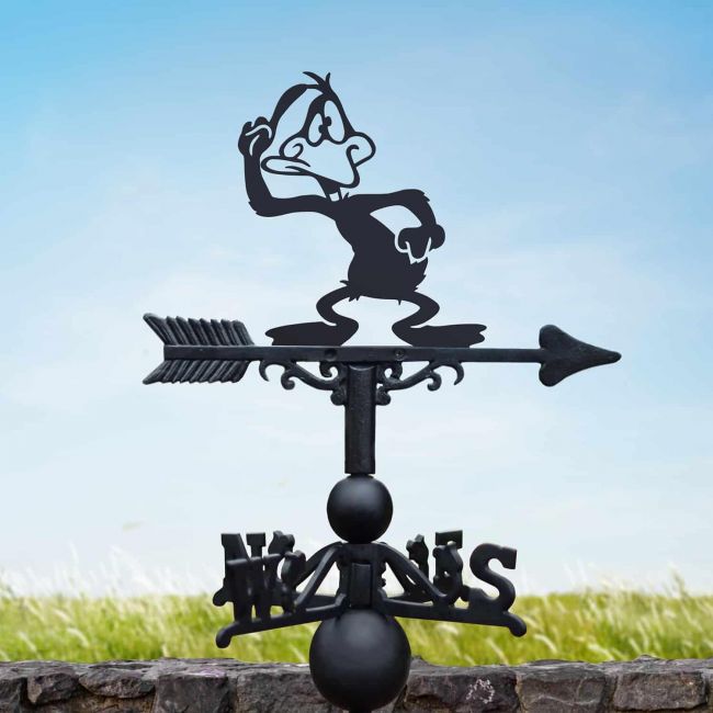 Cast Iron & Steel Daft Duck Cartoon Weathervane Cast Iron & Steel Daft Duck Cartoon Weathervane