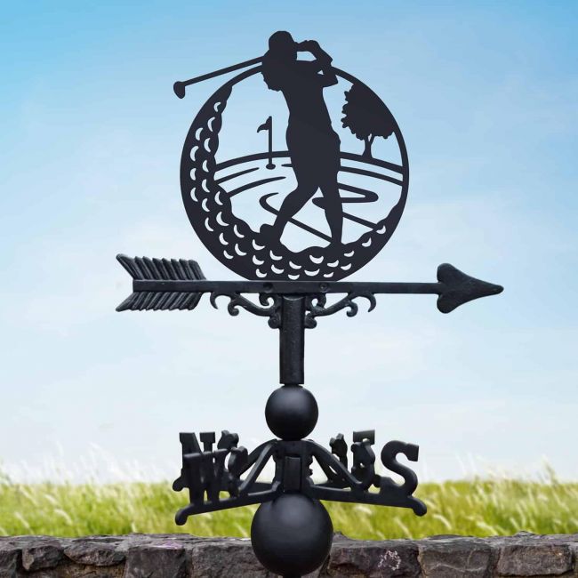 Cast Iron & Steel Female Golfer Weathervane Cast Iron & Steel Female Golfer Weathervane