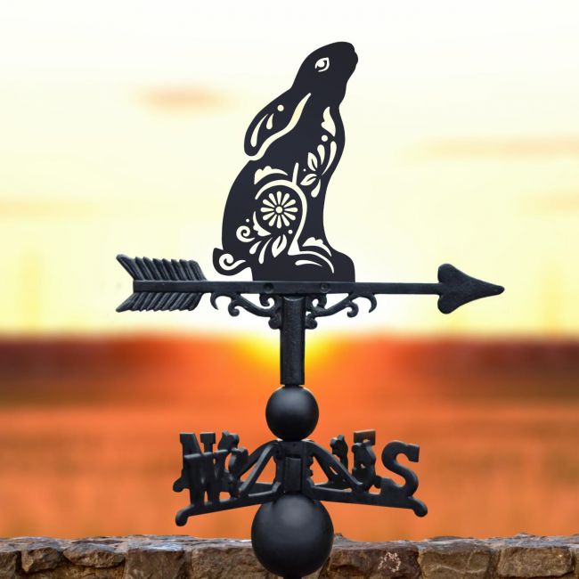 Cast Iron & Steel Gazing Hare "Floral Twist" Weathervane Cast Iron & Steel Gazing Hare "Floral Twist" Weathervane