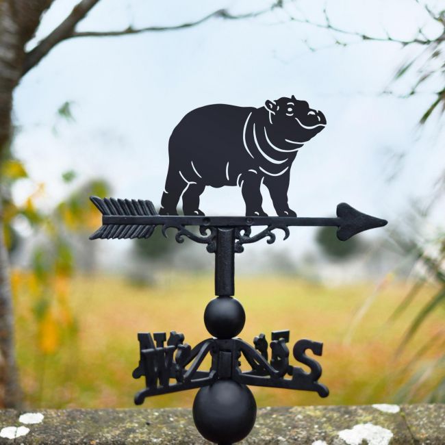 Cast Iron & Steel Hippo Weathervane - Looking Left Cast Iron & Steel Hippo Weathervane - Looking Left