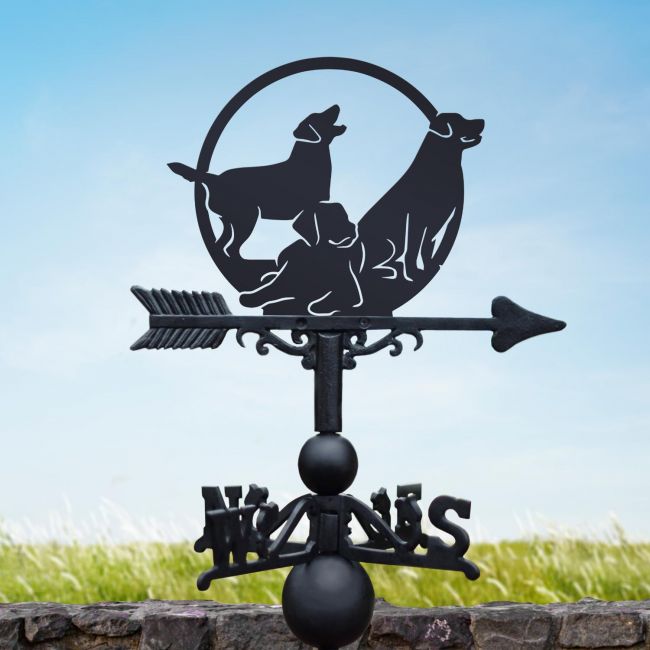 Cast Iron & Steel "Labrador Trio" Weathervane Cast Iron & Steel "Labrador Trio" Weathervane