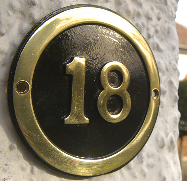 Round Brass & Black House Number Signs Round Brass & Black House Number Signs