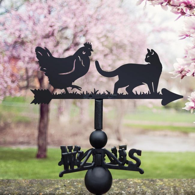 Cat & Chicken Steel and Cast Iron Weathervane Cat & Chicken Steel and Cast Iron Weathervane