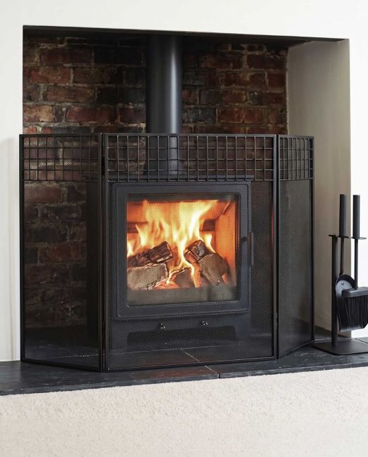 High Contemporary Three Fold Fire Guard in Situ