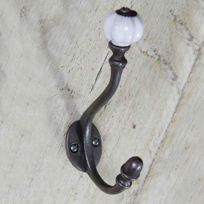Iron Ceramic Shell Tipped Coat Hook Iron Ceramic Shell Tipped Coat Hook