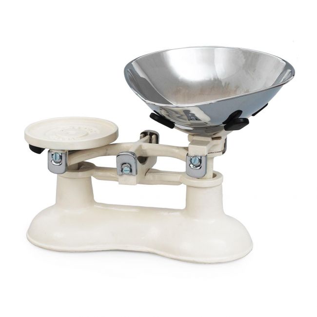 Champagne Cast Iron Kitchen Scales With Chrome Bowl