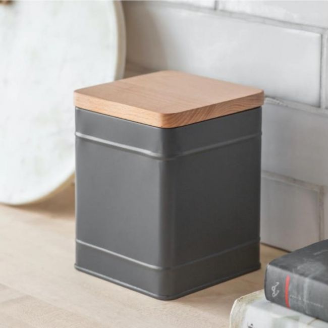 Large Charcoal Storage Canister with Beech Wood Lid