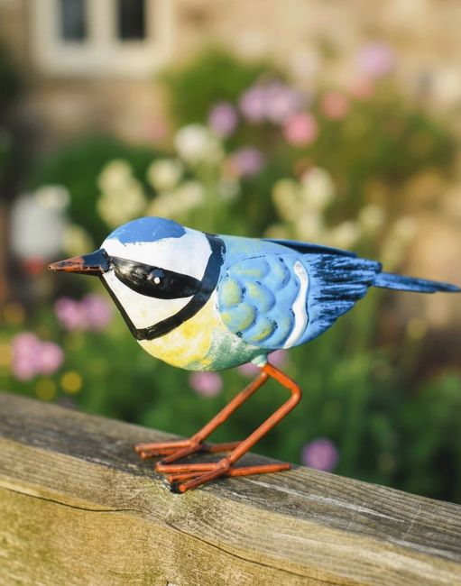 Charming Blue Tit Steel Bird Sculpture Main Charming Blue Tit Steel Bird Sculpture Main