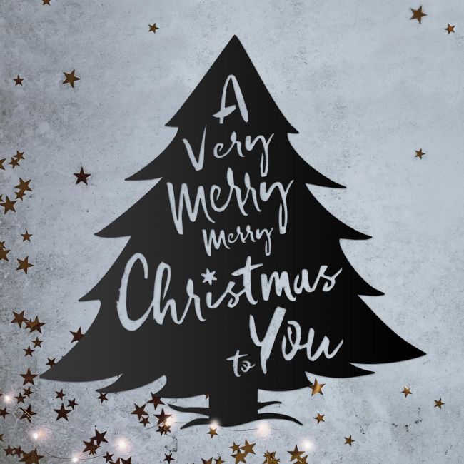 Christmas Tree Steel Wall Art in Situ on a Rustic Wall Christmas Tree Steel Wall Art in Situ on a Rustic Wall