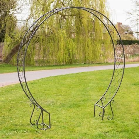 Circular Grey Rose Arch in Situ in the Garden  Circular Grey Rose Arch in Situ in the Garden