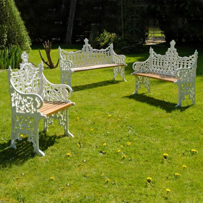 "Clarence House" Iron Bench Set in Situ "Clarence House" Iron Bench Set in Situ
