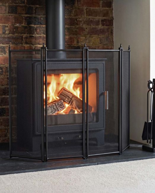 Classic Black Four Fold Fire Guard In Situ Classic Black Four Fold Fire Guard In Situ