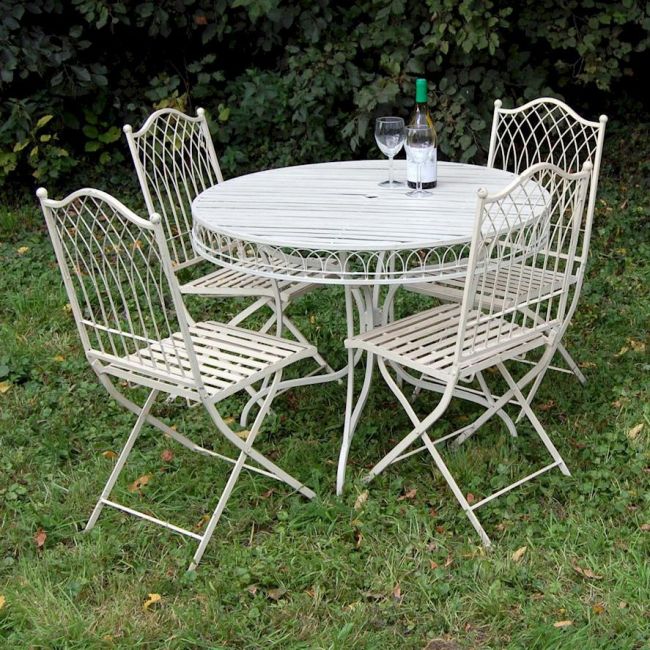 Classic Four Piece Bistro Set in Cream  Classic Four Piece Bistro Set in Cream