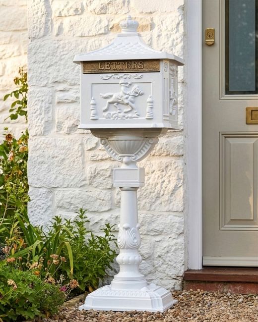 Classic White Freestanding Huntingdon Post Box digital illustration