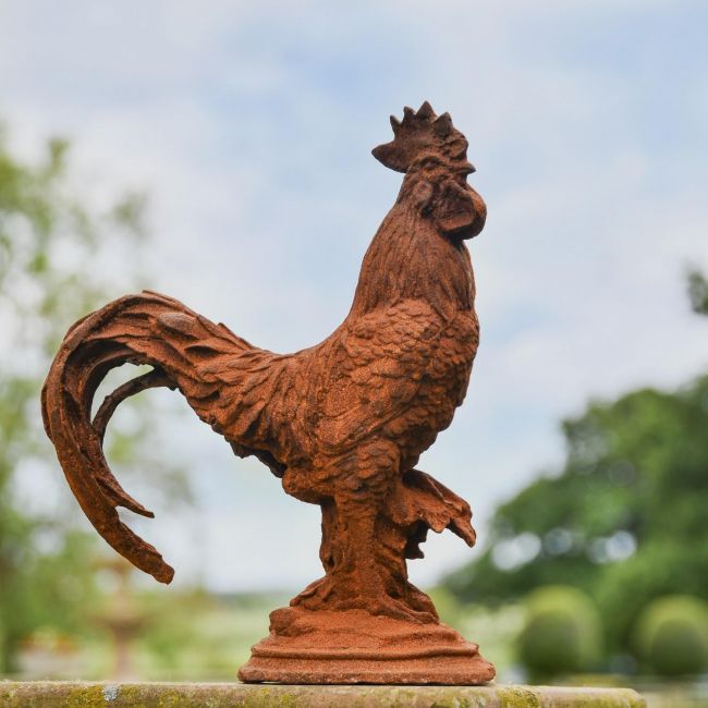 Rustic Cast Iron Proud Rooster Sculpture Rustic Cast Iron Proud Rooster Sculpture
