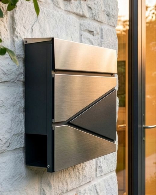 Contemporary "Moderni" Galvanised Steel Wall Mounted Post Box with Newspaper Holder digital illustration