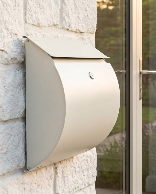 Contemporary "Urban Obsession" Cream Wall Mounted Post Box digital illustration