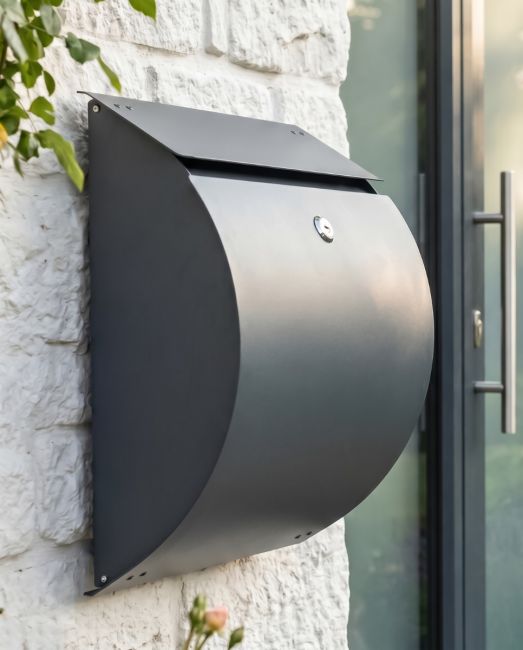 Contemporary "Urban Obsession" Matte Grey Wall Mounted Post Box digital illustration