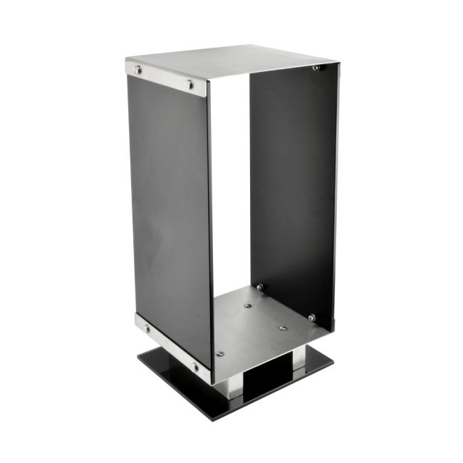 Contemporary Black Glass & Stainless Steel Log Store Contemporary Black Glass & Stainless Steel Log Store