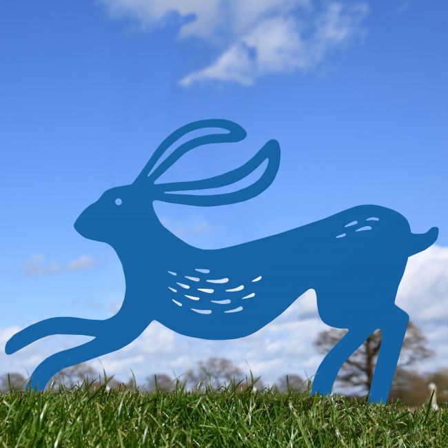 Blue Contemporary Hare Sculpture 