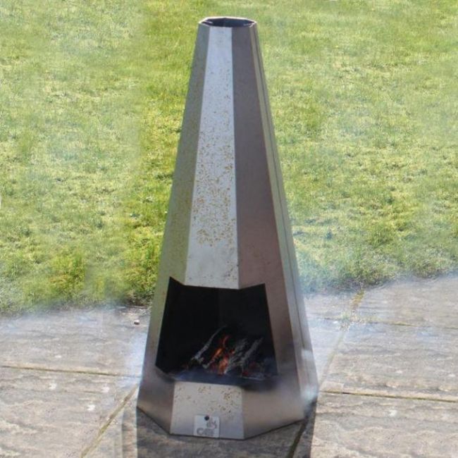 Contemporary Hexagonal Chimenea in Situ Outside Contemporary Hexagonal Chimenea in Situ Outside
